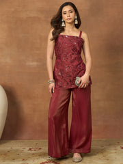 Women Floral Thread and Sequinned Embroidered Co-Ords Set