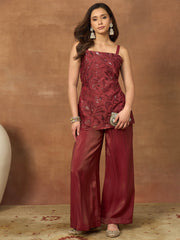Women Floral Thread and Sequinned Embroidered Co-Ords Set