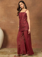 Women Floral Thread and Sequinned Embroidered Co-Ords Set