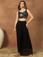 Romantic Florals Embroidered Top with Palazzos & Jacket