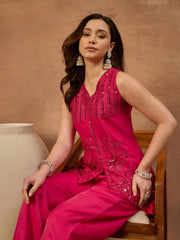 Floral Embroidered Top with Palazzos