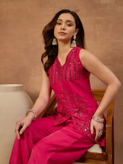 Floral Embroidered Top with Palazzos