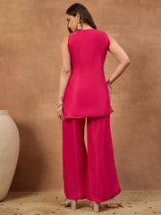 Floral Embroidered Top with Palazzos