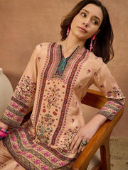 Indie Florals Silk Printed Top with Palazzos