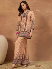 Indie Florals Silk Printed Top with Palazzos