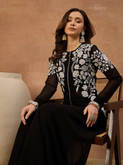White Romance Embroidered Top With Palazzos & Jacket