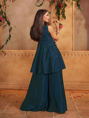 Indie Florals Organza Embroidered Tunic with Palazzos