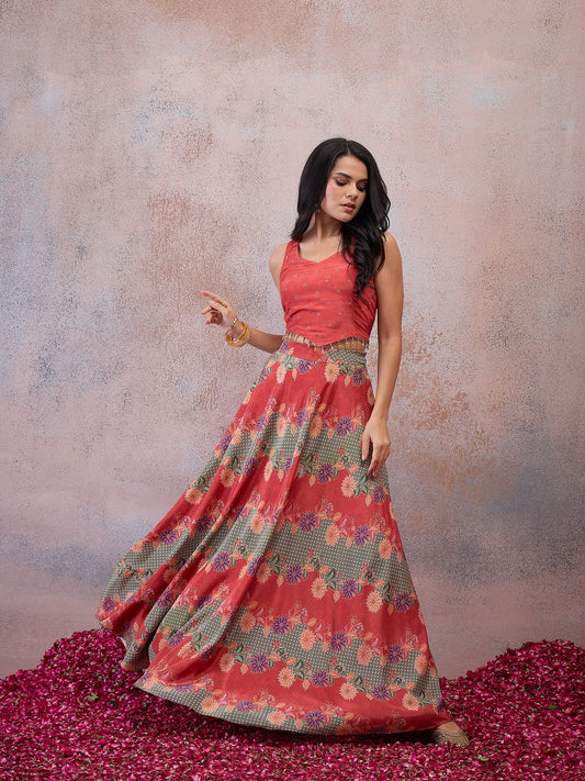 Embroidered Top with Skirt