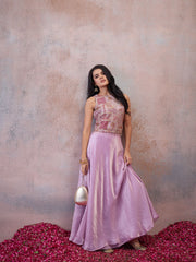 Grandeur & Majestic Artwork Organza Embroidered Top with Skirt