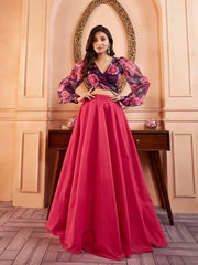 Purple Print Blouson Top