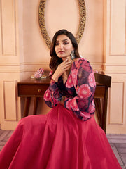 Purple Print Blouson Top