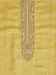 Ethnic Motifs Embroidered Zari Pure Silk Unstitched Dress Material