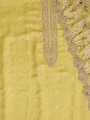 Ethnic Motifs Embroidered Zari Pure Silk Unstitched Dress Material