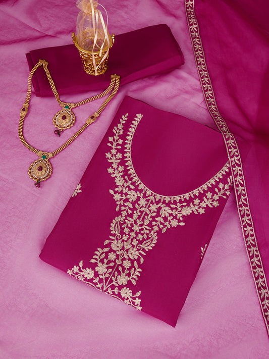 Floral Embroidered Unstitched Dress Material