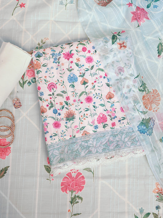 Printed Linen Unstitched Dress Material