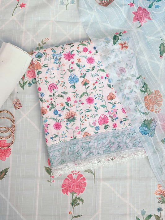 Printed Linen Unstitched Dress Material