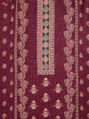 Floral Printed Silk Crepe Zari Unstitched Dress Material