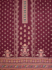 Floral Printed Silk Crepe Zari Unstitched Dress Material