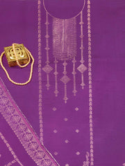 Floral Woven Design Zari Unstitched Dress Material