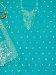 Floral Woven Design Zari Unstitched Dress Material