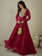 Women Embroidered A-Line Maxi Ethnic Dresses