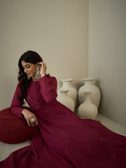 Women's Ethnic Motifs Sequinned Embroidered Maxi Ethnic Dresses