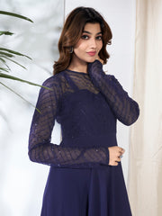 Sequinned Embroidered A-Line Ethnic Dress