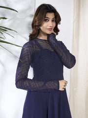 Sequinned Embroidered A-Line Ethnic Dress