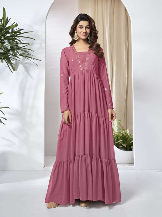 women Ethnic Motifs Sequinned Embroidered A-Line Ethnic Dress