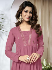 women Ethnic Motifs Sequinned Embroidered A-Line Ethnic Dress