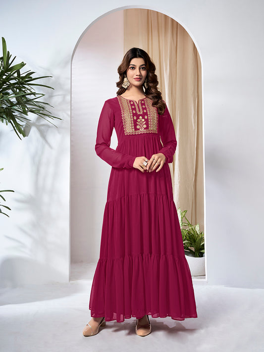Embroidered Tiered Maxi Dress