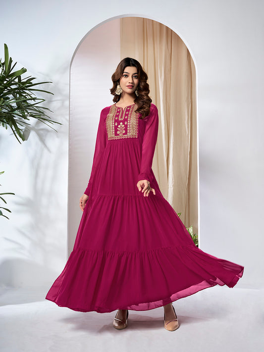 Embroidered Tiered Maxi Dress