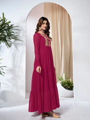 Embroidered Tiered Maxi Dress