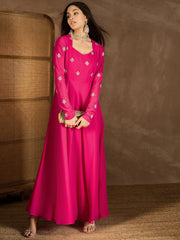 Ethnic Motif Zari Embroidered A-Line Maxi Dress