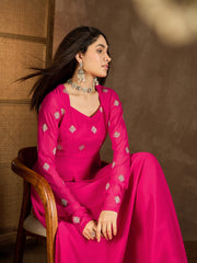 Ethnic Motif Zari Embroidered A-Line Maxi Dress