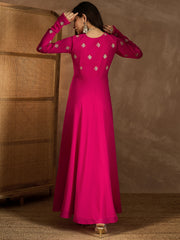 Ethnic Motif Zari Embroidered A-Line Maxi Dress