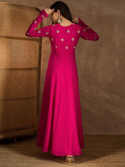 Ethnic Motif Zari Embroidered A-Line Maxi Dress