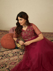 Floral Thread & Sequinned Embroidered Ethnic Dress