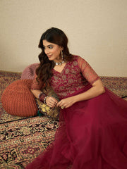 Floral Thread & Sequinned Embroidered Ethnic Dress