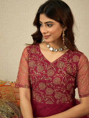 Floral Thread & Sequinned Embroidered Ethnic Dress