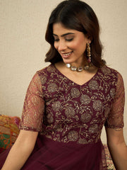 Women Floral Embellished Sequinned Fit & Flared Ethnic Maxi Dress