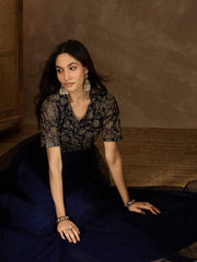 Floral Embroidered Fit & Flared Maxi Dress