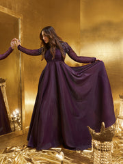 Embroidered A-Line Ethnic Maxi Dress