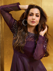 Embroidered A-Line Ethnic Maxi Dress