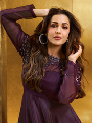 Embroidered A-Line Ethnic Maxi Dress