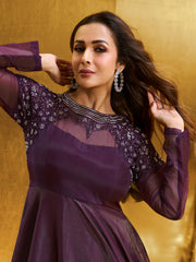 Embroidered A-Line Ethnic Maxi Dress