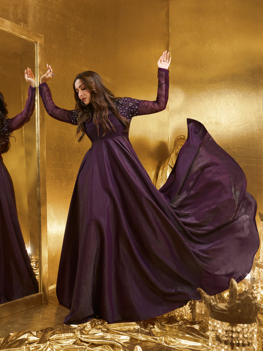 Embroidered A-Line Ethnic Maxi Dress