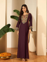 Women Floral Thread and Sequinned Embroidered Ethnic Dress