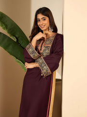 Women Floral Thread and Sequinned Embroidered Ethnic Dress