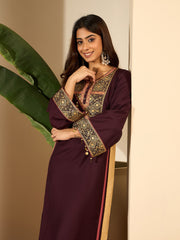 Women Floral Thread and Sequinned Embroidered Ethnic Dress